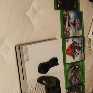 One S White Console with Black Controller and Games